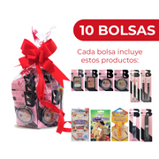 Regalos navideños mujer envuelto con moño 10 kits de 11pzs
