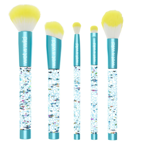 Set Brochas Maquillaje Bob Esponja X Wet N Wild 5 Piezas Color Azul