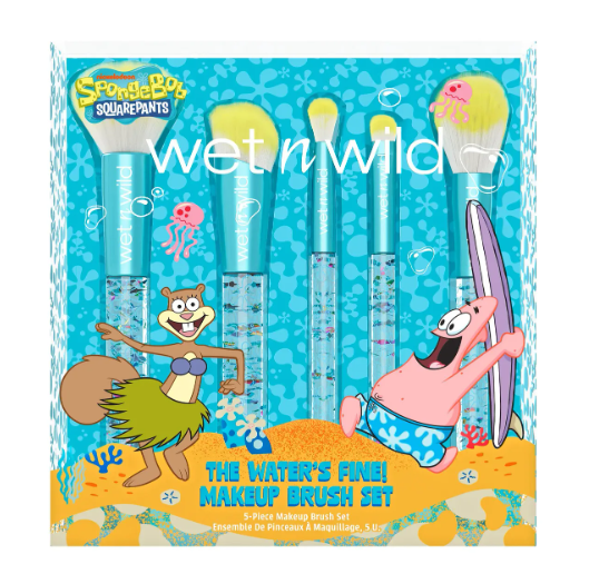 Set Brochas Maquillaje Bob Esponja X Wet N Wild 5 Piezas Color Azul