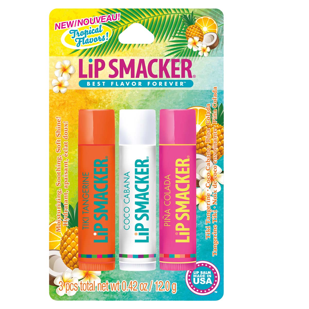 Labiales Paquete 3 Lip Smacker Bálsamo Sabores Tropicales